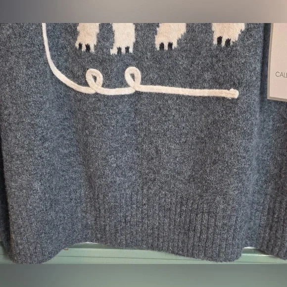 NWT Anthropologie Calligraphie Crew Neck Sweater with Dog Icon Sz XL - Picture 6 of 15